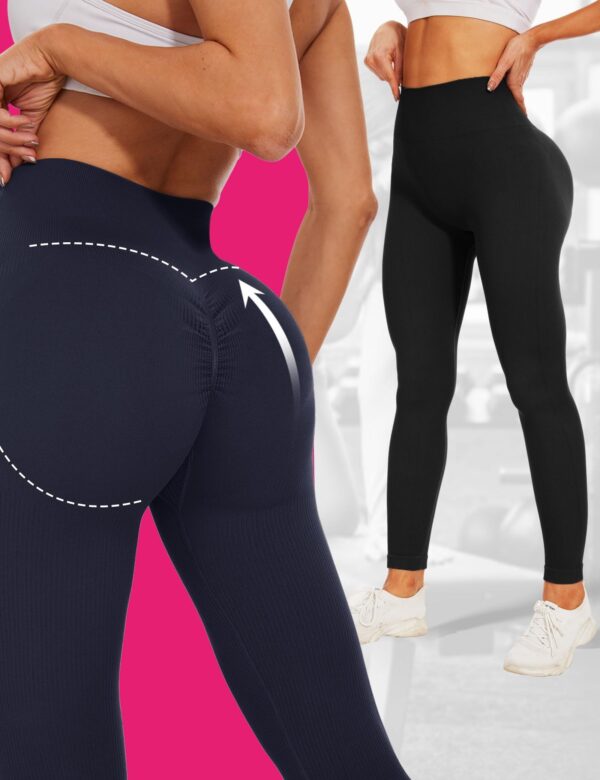Leggings - Cropped High-waisted Seamless Solid Black - Image 3