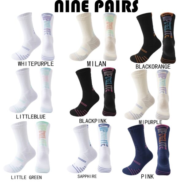 9 Pairs Men Compression Crew Running Socks Athletic Socks  With Cushion Work Hiking Basketball Sport Socks Anti-odor And Anti-slip For Running Fitness Hiking And Cycling
