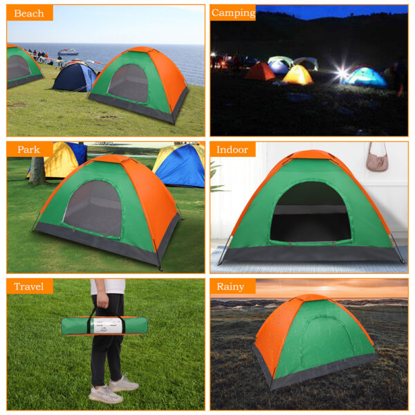 Double Layered Orange Green Tent - Image 8