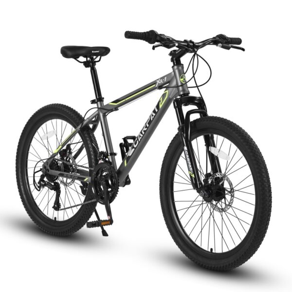 24 Inch Mountain Bike, Suitable For Boys And Girls, Steel Frame, Shimano 21 Speed Mountain Bike, With Dual Disc Brakes And Front Suspension, Banned Platform Temu - Image 3