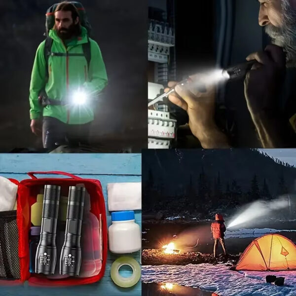 High Power LED Tactical Flashlight 5-Mode Light Zoom Waterproof Portable Torch For Camping Hiking Outdoor Hunting Aluminum Alloy Bright Tactical Flashlight LED 5 Modes Zoomable Searchlight Handheld - Image 5