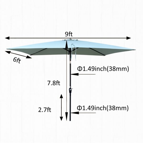 6 X 9ft Patio Umbrella Outdoor Waterproof Umbrella With Crank And Push Button Tilt Without Flap Fo - Image 4