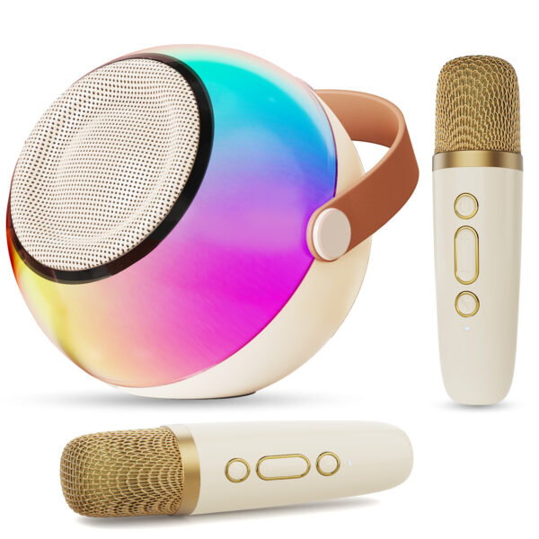 D25 Mini Karaoke Machine With Dazzling Lights And Wireless Microphones - Image 9