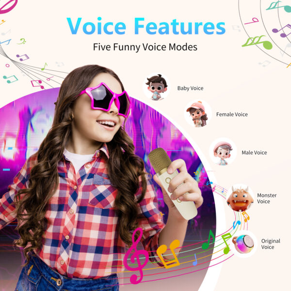 D25 Mini Karaoke Machine With Dazzling Lights And Wireless Microphones - Image 7