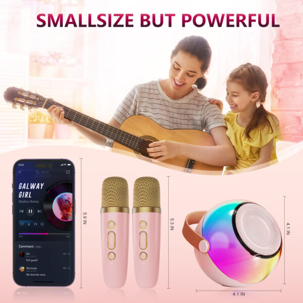 D25 Mini Karaoke Machine With Dazzling Lights And Wireless Microphones - Image 3