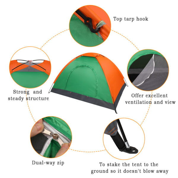 Double Layered Orange Green Tent - Image 5