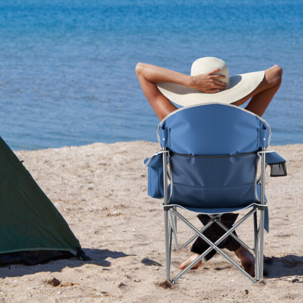 Oversized Camping Folding Chair, Heavy Duty Padded Chair With Cup Holder Storage And Cooler Bag, 5000 LBS Steel Frame, Portable For Outdoor - Image 3