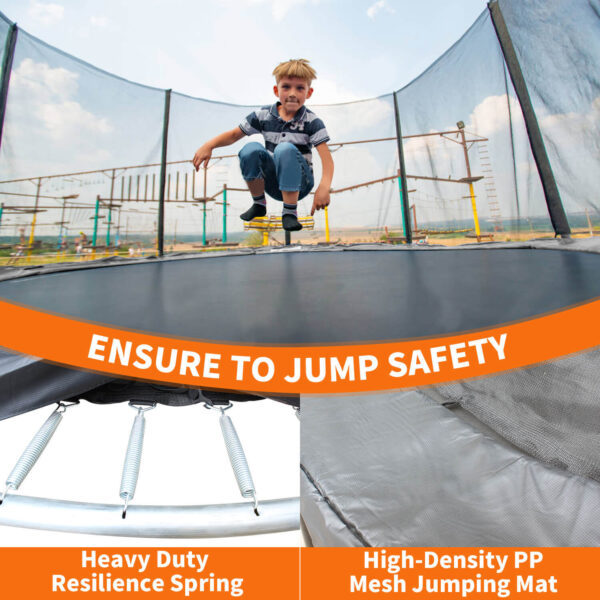 8FT Trampoline With Safety Enclosure Net, Outdoor Trampoline With Heavy Duty Jumping Mat And Spring Cover Padding For Kids And Adults - Image 2