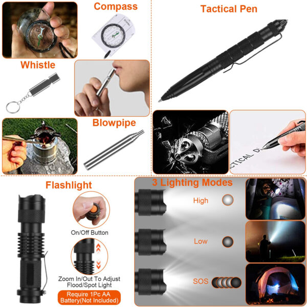 125 In 1 Survival Kit, Professional Survival Equipment, Equipment, Tools, First Aid Supplies, For SOS Emergency Tactical Hiking, Hunting, Disaster, Camping Expedition - Not Shipped On Weekends - Image 4