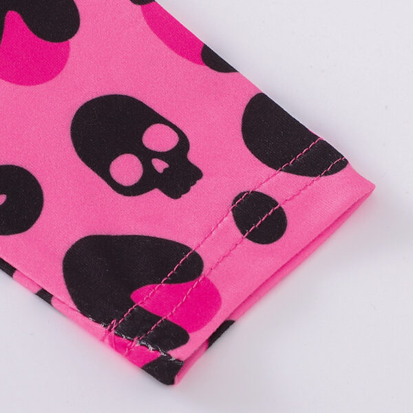 3pcs Toddler Girl's Halloween Dress Skull Ghost Bats Print Stretch Long Sleeve A-line Dresses - Image 6