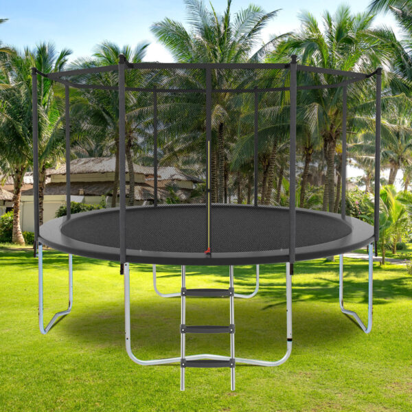 8FT Trampoline With Safety Enclosure Net, Outdoor Trampoline With Heavy Duty Jumping Mat And Spring Cover Padding For Kids And Adults - Image 3