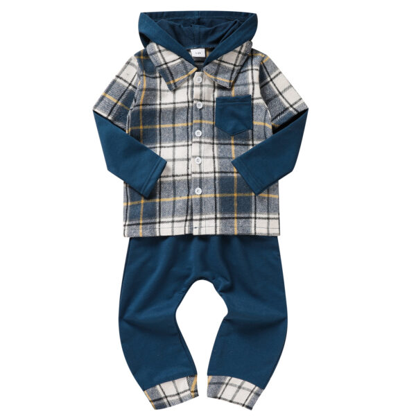 Toddler Baby Boy Clothes Plaid Long Sleeve Hoodie Sweatshirt & Pants 2pcs Boys Outfit Set - Image 7