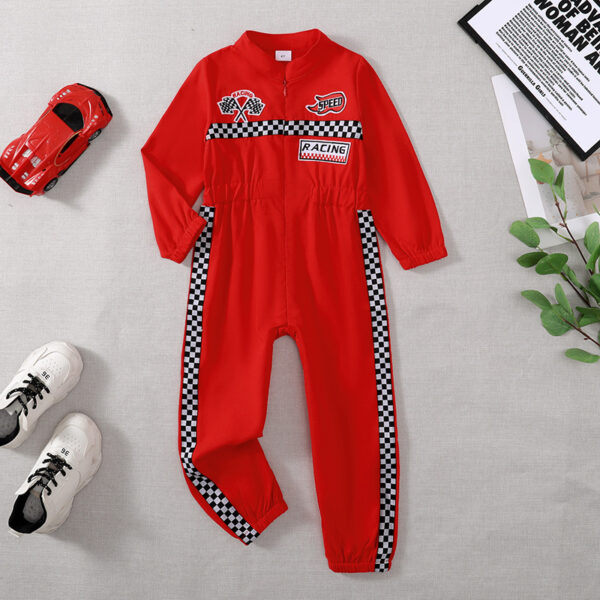 Toddler Girls Boys Racing Driver Jumpsuit, Racer Outfit, Halloween Christmas Carnival Party Race Car Driver Clothing Set - Image 10