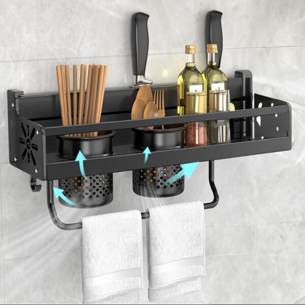Wall Mounted Cutlery Rack And Camping Kitchen Rack With Spice Rack - Image 6
