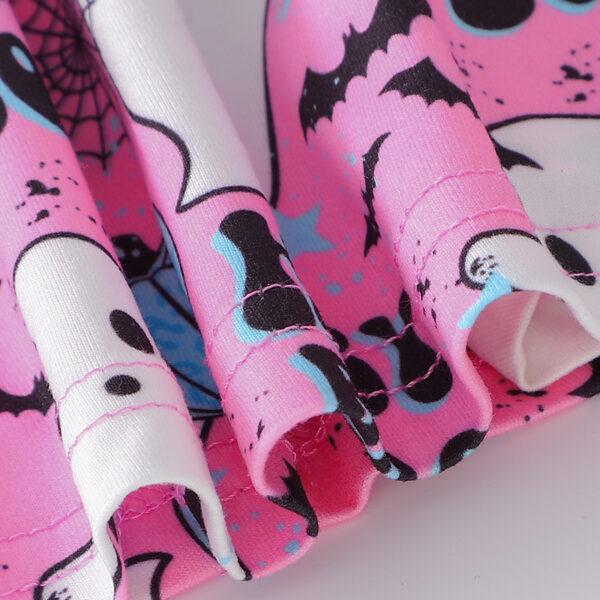 3pcs Toddler Girl's Halloween Dress Skull Ghost Bats Print Stretch Long Sleeve A-line Dresses - Image 9