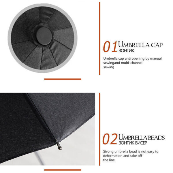 10 Ribs Strong Automatic Umbrella Windproof Stormproof Compact Folding Umbrella - Image 6