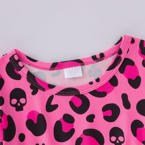 3pcs Toddler Girl's Halloween Dress Skull Ghost Bats Print Stretch Long Sleeve A-line Dresses - Image 8
