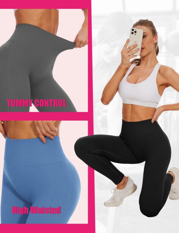 Leggings - Cropped High-waisted Seamless Solid Black - Image 2