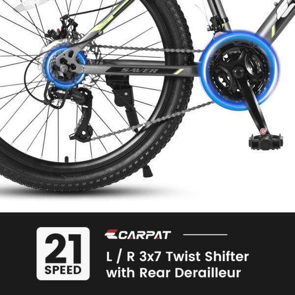 24 Inch Mountain Bike, Suitable For Boys And Girls, Steel Frame, Shimano 21 Speed Mountain Bike, With Dual Disc Brakes And Front Suspension, Banned Platform Temu - Image 5