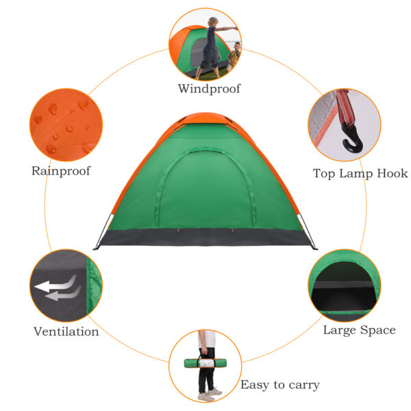 Double Layered Orange Green Tent - Image 2