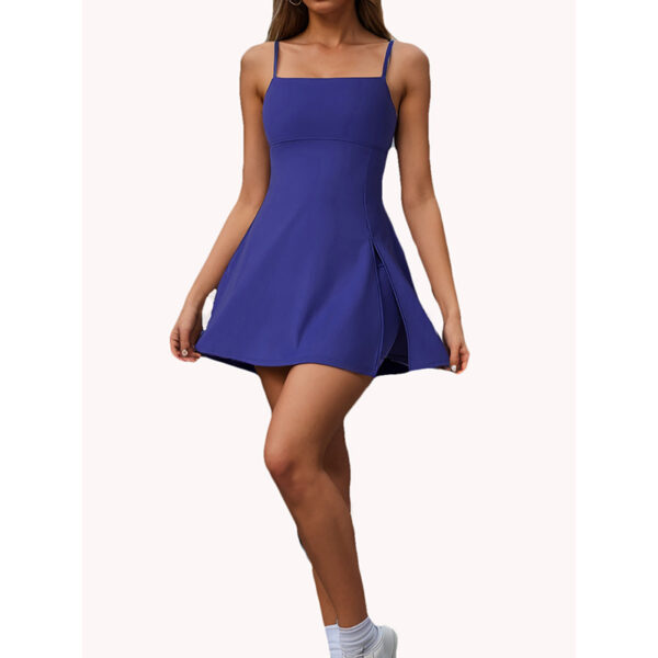 Womens Spaghetti Strap Tennis Dress With Shorts Workout Side Slit Active Golf Dresses - Image 10