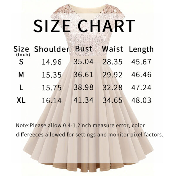 Women's Elegant Sequin V Neck Cap Sleeves Pleated Evening Cocktail Dress - Image 3