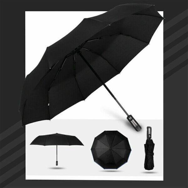 10 Ribs Strong Automatic Umbrella Windproof Stormproof Compact Folding Umbrella - Image 9