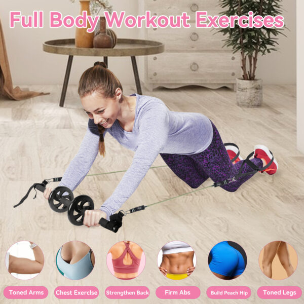Professional Yoga & Pilates Bar Kit - 18-Piece Full-Body Workout Set With Adjustable 3-Section Bar, Ab Roller, 6 Resistance Bands, Ankle Straps & Door Anchor
