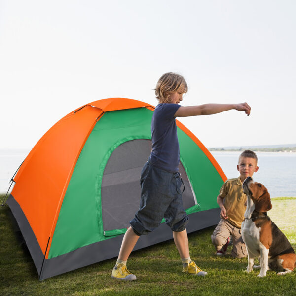 Double Layered Orange Green Tent - Image 4