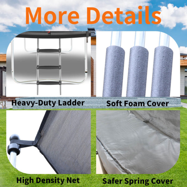8FT Trampoline With Safety Enclosure Net, Outdoor Trampoline With Heavy Duty Jumping Mat And Spring Cover Padding For Kids And Adults - Image 4