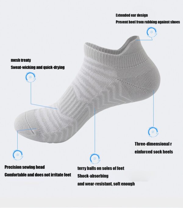3 Pairs Men Low Athletic Socks Cushion Running Socks Performance Breathable Crew Socks Outdoor Sports Socks - Image 2