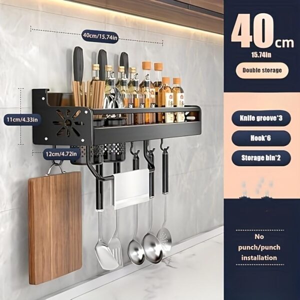 Wall Mounted Cutlery Rack And Camping Kitchen Rack With Spice Rack - Image 8