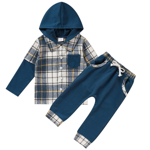 Toddler Baby Boy Clothes Plaid Long Sleeve Hoodie Sweatshirt & Pants 2pcs Boys Outfit Set - Image 8