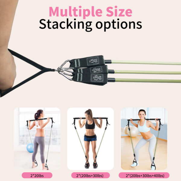 Professional Yoga & Pilates Bar Kit - 18-Piece Full-Body Workout Set With Adjustable 3-Section Bar, Ab Roller, 6 Resistance Bands, Ankle Straps & Door Anchor - Image 2