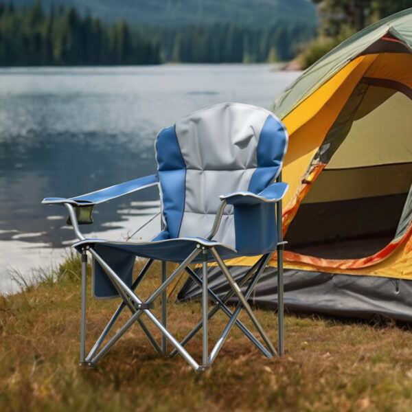 Oversized Camping Folding Chair, Heavy Duty Padded Chair With Cup Holder Storage And Cooler Bag, 5000 LBS Steel Frame, Portable For Outdoor - Image 8