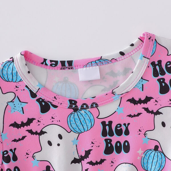 3pcs Toddler Girl's Halloween Dress Skull Ghost Bats Print Stretch Long Sleeve A-line Dresses - Image 7