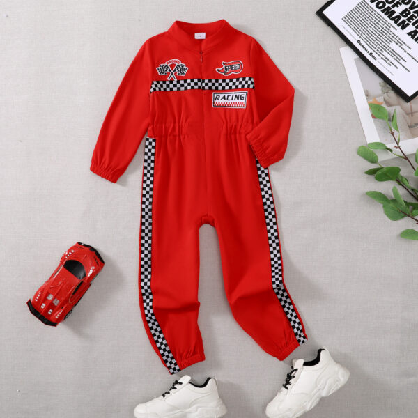 Toddler Girls Boys Racing Driver Jumpsuit, Racer Outfit, Halloween Christmas Carnival Party Race Car Driver Clothing Set - Image 5