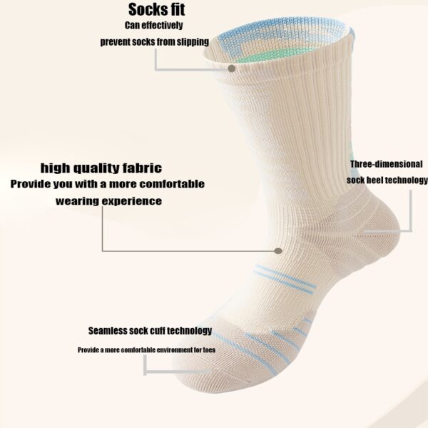 9 Pairs Men Compression Crew Running Socks Athletic Socks  With Cushion Work Hiking Basketball Sport Socks Anti-odor And Anti-slip For Running Fitness Hiking And Cycling - Image 2